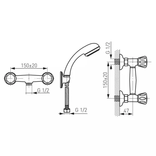 Zuhany csaptelep szettel, Standard, Ferro