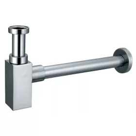   Búraszifon leeresztő nélkül 5/4", szögletes, szálcsiszolt nikkel, Quadro, Ferro