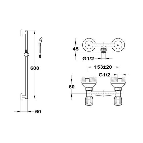 Zuhany csaptelep szett nélkül, Eurosztár, Mofém