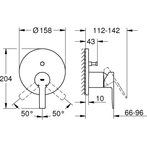 Kád/Zuhany csaptelep falsík alatti SB, Lineare szálcs. Hard Graphite, Grohe
