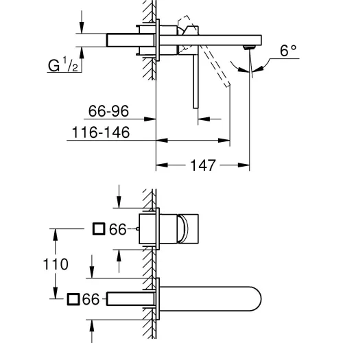 Mosdó csaptelep falsík alatti M, Plus SuperSteel, Grohe