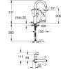 Mosdó csaptelep leeresztőszelep nélkül L, EuroSmart króm, Grohe-23743002