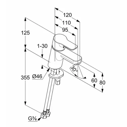 Mosdó csaptelep leeresztőszelep nélkül 60, Pure&Easy króm, Kludi
