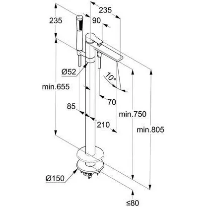 Szabadonálló kád csaptelep, Zenta SL króm, Kludi