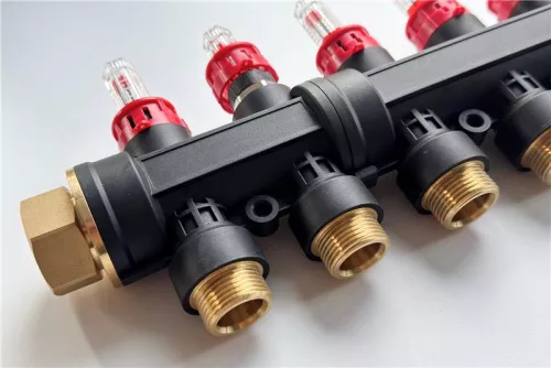 Mennyezet hűtés-fűtés osztó-gyűjtő áramlásmérővel, Wall, műanyag  3 körös