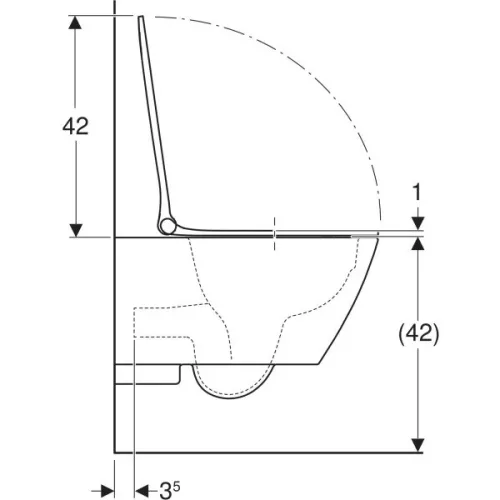 WC csésze mély öblítésű, fali, Rimfree,ülőkével, Geberit Smyle Square