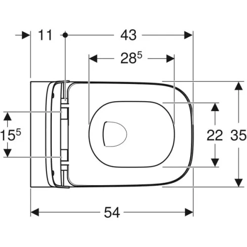 WC csésze mély öblítésű, fali, Rimfree,átfedő ülőkével, Geberit Smyle Square