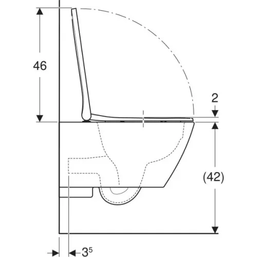 WC csésze mély öblítésű, fali, Rimfree,átfedő ülőkével, Geberit Smyle Square