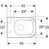WC csésze mély öblítésű, fali, rövidített Rimfree, Geberit Smyle Square