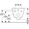 WC csésze mély öblítésű, fali, rövidített Rimfree, Geberit Smyle Square