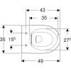 WC csésze mély öblítésű, fali, rövidített Rimfree, Geberit iCon