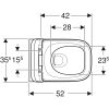WC csésze mély öblítésű, fali, Rimfree, zárt, ülőkével, Geberit Selnova Square
