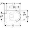 WC csésze mély öblítésű, fali, Rimfree, Geberit Selnova Compact