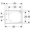 WC csésze mély öblítésű, fali, Geberit Selnova Square Compact