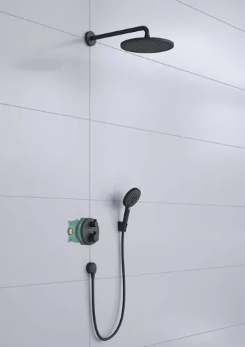 Beépített zuhanyrendszer, 280, 1 jet, Ecostat S, matt fekete, Hansgrohe Croma