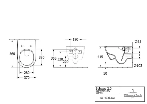 WC csésze mély öblítésű,fali,Rimless Villeroy&Boch Subway 2.0 CPlus