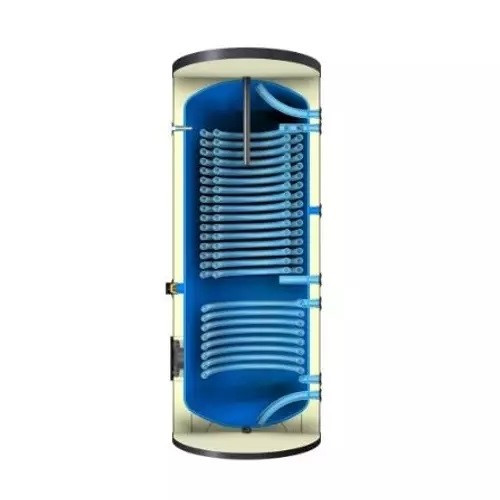 Indirekt tároló, álló, 1000l kerek, 2 hőcserélő, hőszivattyúhoz, Kodsan KSH1000