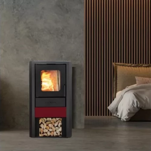 Vízteres fatüzelésű kályha, 27 kW bordó, Falcon MONZA Comodo Central W27