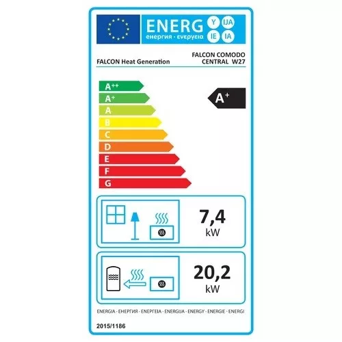 Vízteres fatüzelésű kályha, 27 kW krém, Falcon MONZA Comodo Central W27