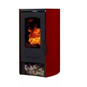   Vízteres fatüzelésű kályha, 27 kW bordó, Falcon NOVARA Comodo Central W27 íves