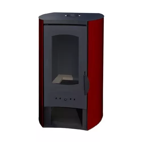 Vízteres fatüzelésű kályha, 27 kW bordó, Falcon NOVARA Comodo Central W27 íves
