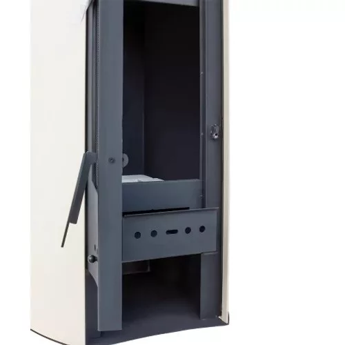 Vízteres fatüzelésű kályha, 27 kW krém, Falcon NOVARA Comodo Central W27 íves