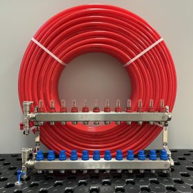   Padlófűtés rendszer szett  30 m2, 20-as padlófűtés cső + osztó + eurokónusz