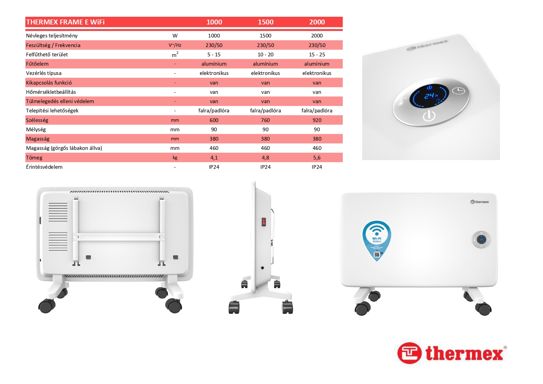 Thermex Frame EW Wifi elektromos konvektor